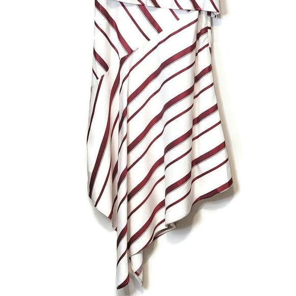 Banana Republic Red and White Stripe Dress One Shoulder Asymmetrical Midi Size 4 - Picture 6 of 16